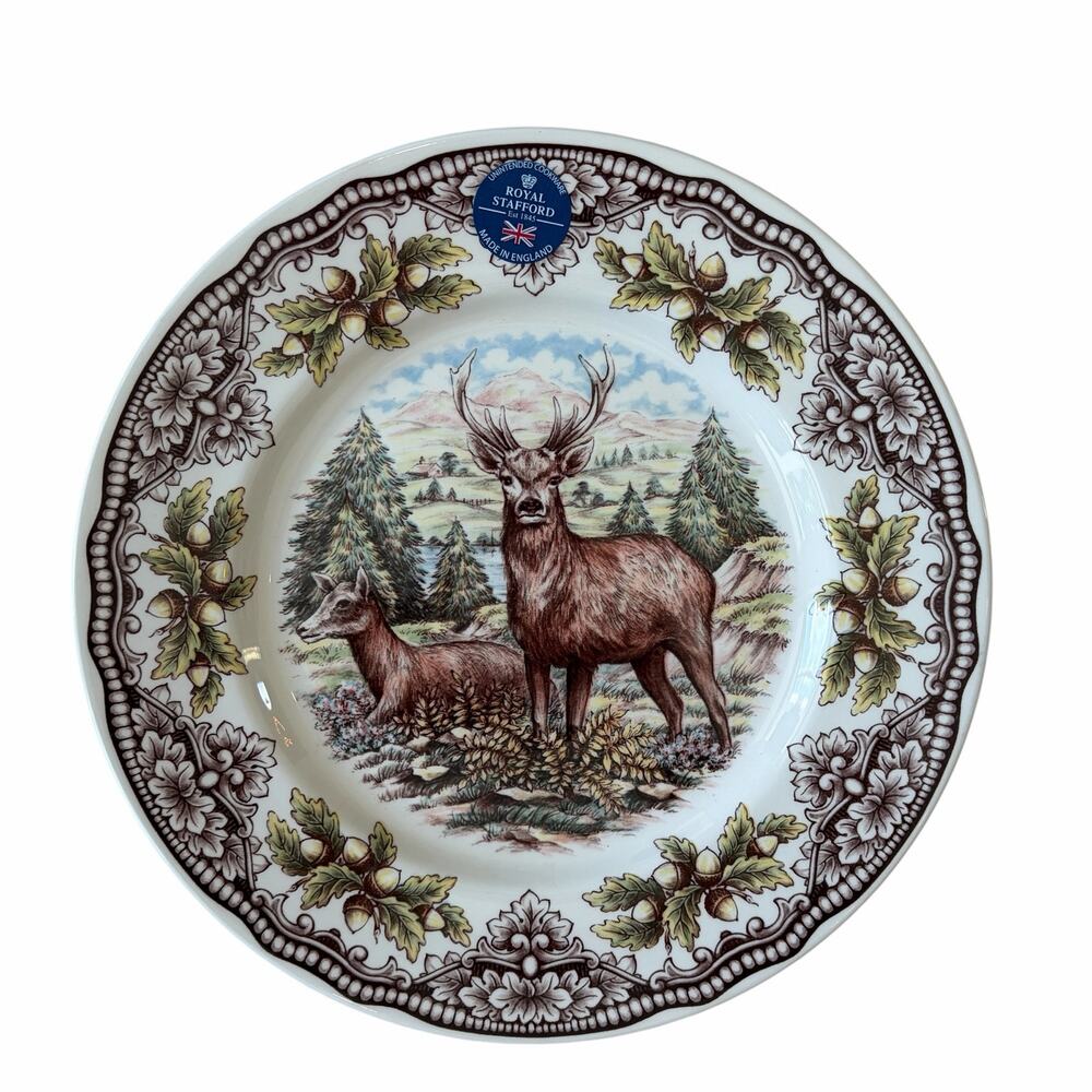 Royal Stafford Homeland STAG Set of 2 Large Dinner Plates 11" Thanksgiving NEW